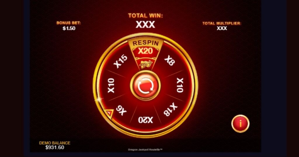 Dragon Jackpot Roulette bonus spinning wheel